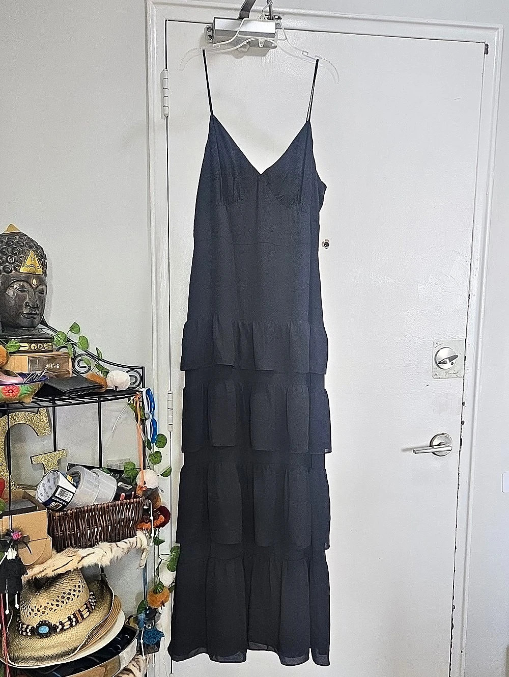 J.Crew Tiered Maxi Dress in Black Size 14 Like New Salsa Evening Formal